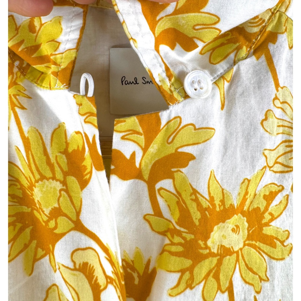 Paul Smith Floral-Print Cotton-Mousseline Shirt Yellow Floral Print Size S (36) - Picture 7 of 8